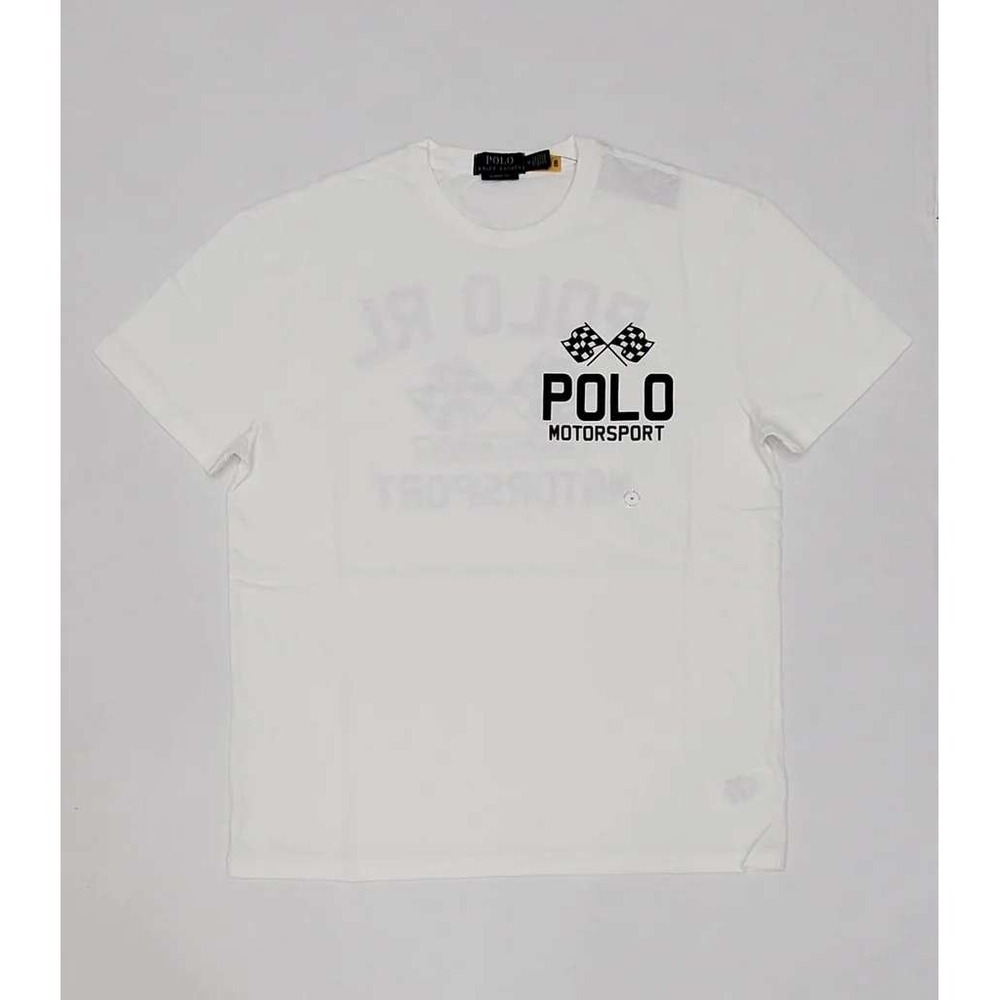 Polo Ralph Lauren Mens LRG Motorsport Racing T-Shirt White Graphic Tee NWT
